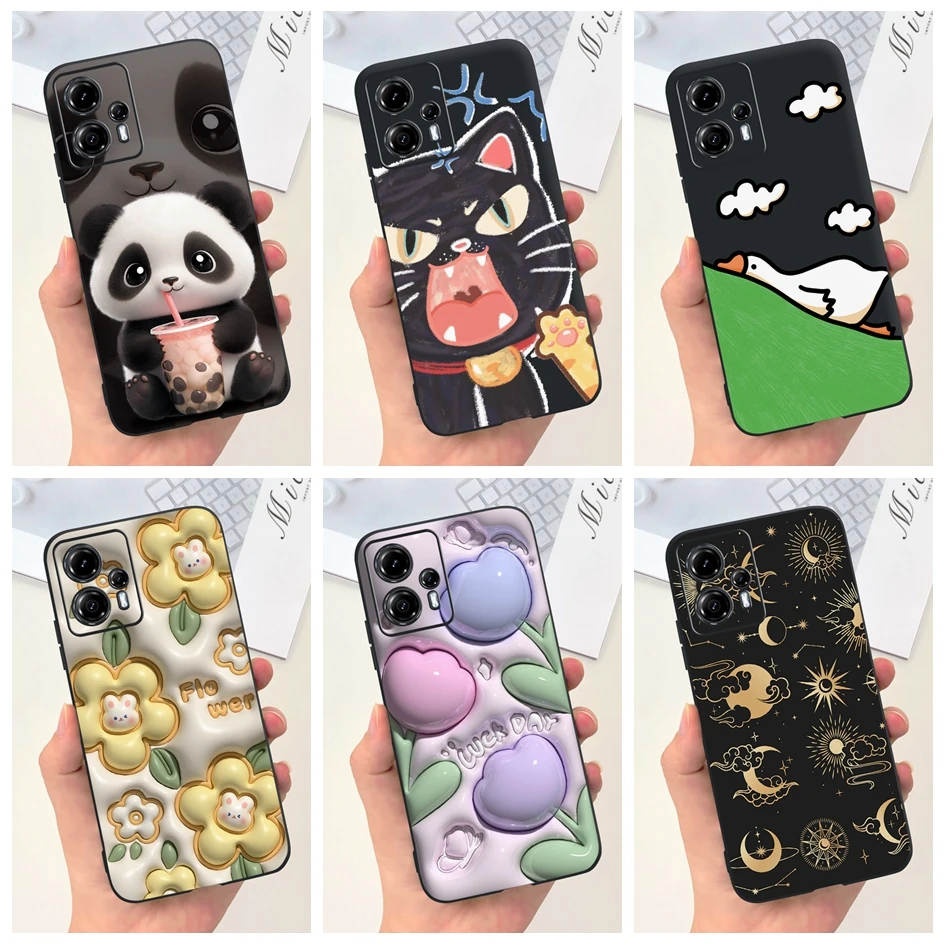 Para Motorola Moto G13 G23 funda bonita Panda pato flor a prueba de golpes silicona suave cubierta negra para Moto G13 G 13 G 23 MotoG23 Fundas