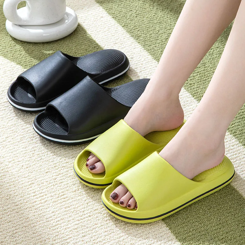 Women Summer EVA Slipper Solid Color couple Beach slippers 2024 Solid Color Flat Sandals Non-slip Bathroom Slippers Pantuflas