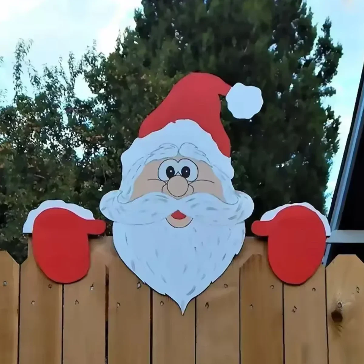 1pc-Christmas Fence Ornaments Santa Clause Peeker Yard Ornaments Indoor Outdoor Ground Placard DIY Festival Gift