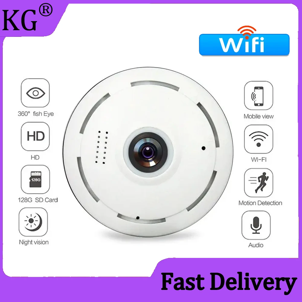 

960P 1.3MP 360 Degree Wifi Wireless Camera Fisheye Panoramic Camera Home Security Network Video Surveillance IR Night Version