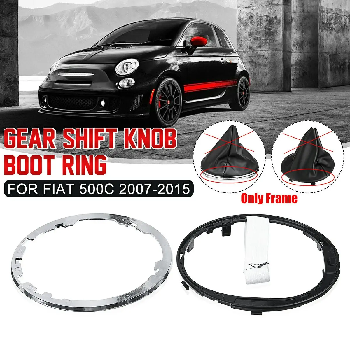 Pomo de palanca de cambios de cuero para coche, cubierta de bota Gaitor de cuero PU para FIAT 500, 500C, 2007-2013, PANDA 2003-2012