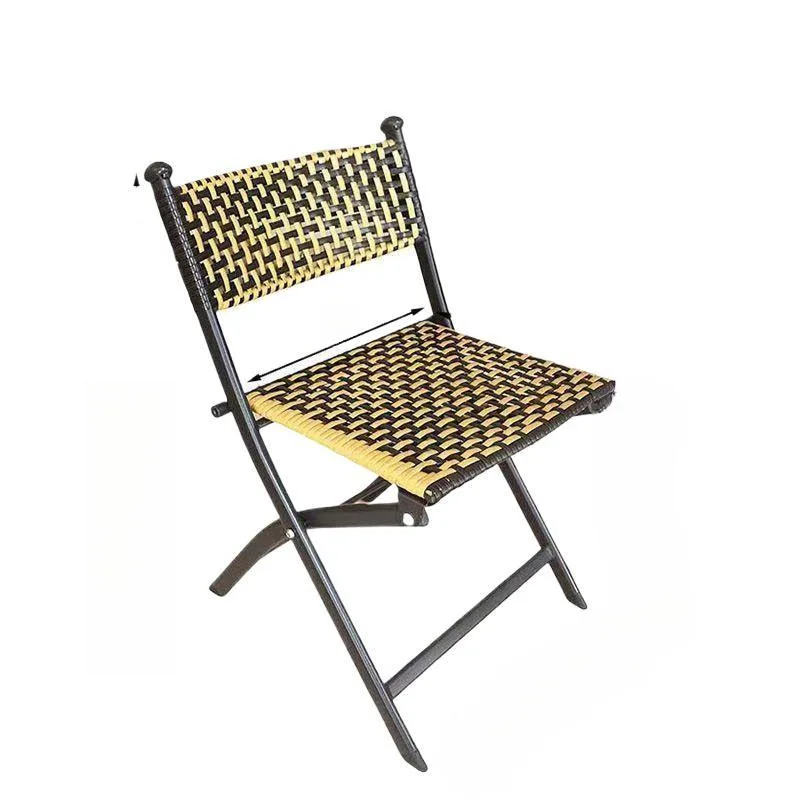 LMM\ Rattan chair backrest, woven rattan stool, folding chair, outdoor leisure, breathable, and portable