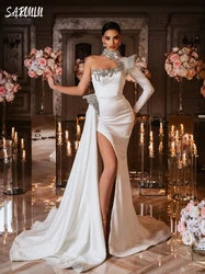 Romantisches Meerjungfrau-Hochzeitskleid, elegant, Stehkragen, individuell gestaltet, mit Perlen verziert, Kristalle, bodenlang, Brautkleider, Vestidos de Novia