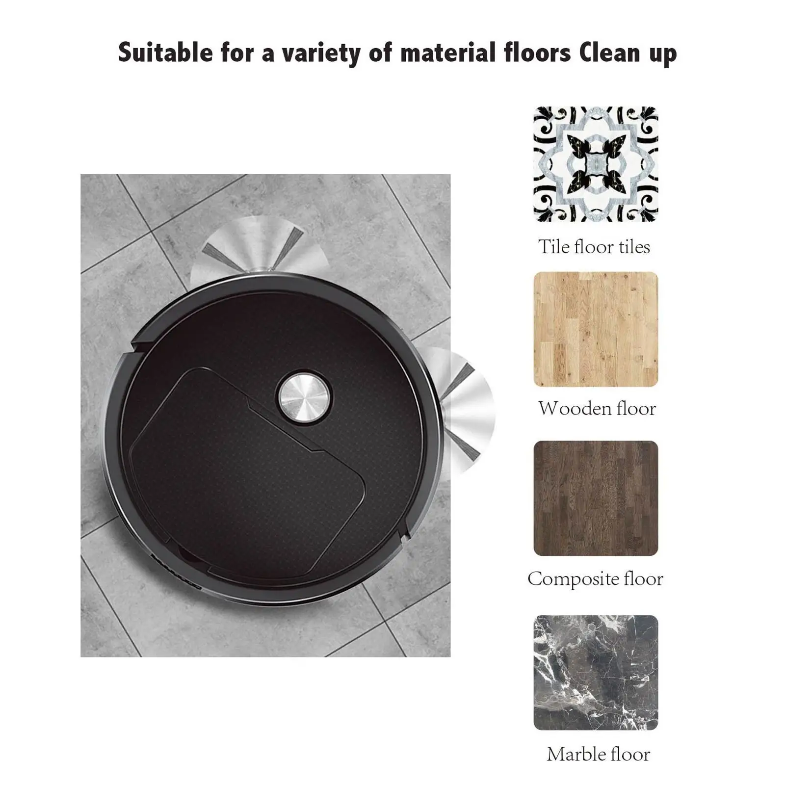 Robot Vacuum Cleaner High Efficient Suction Sweep  Noise Compact USB Charging Automatic Vacuum Cleaner  Wood Tile