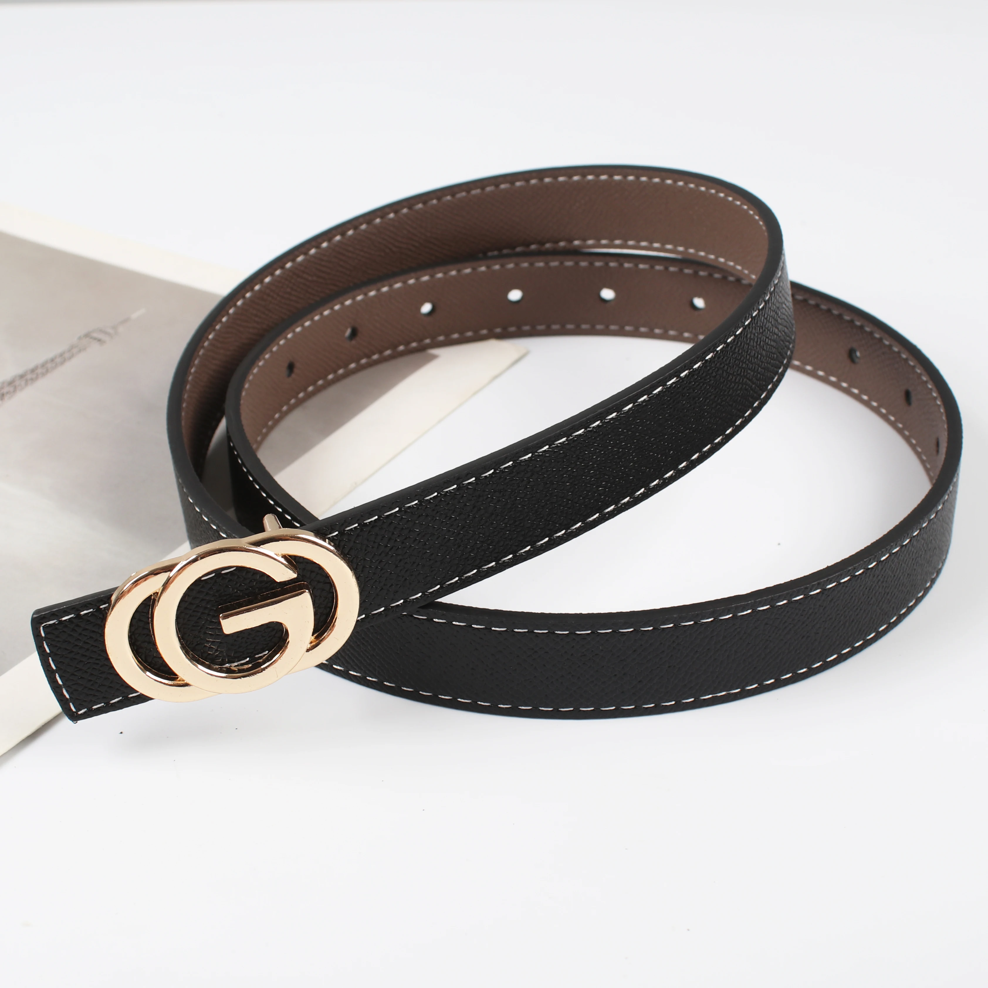 Neue frauen Reversible Verwenden Glatte Schnalle Hohe Qualität 2,3 cm Echtes Leder Gürtel frauen Mode Trend Vielseitig dekorative Kuhh – Detail 9