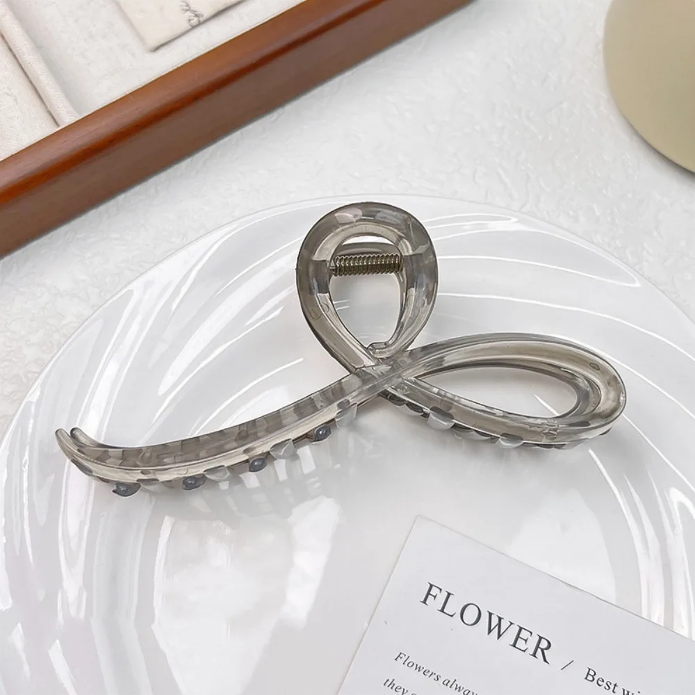 Diadema trasera elegante de Color gelatina, pinzas para el pelo, adorno de lazo, tocado con abrazadera de tiburón para mujer