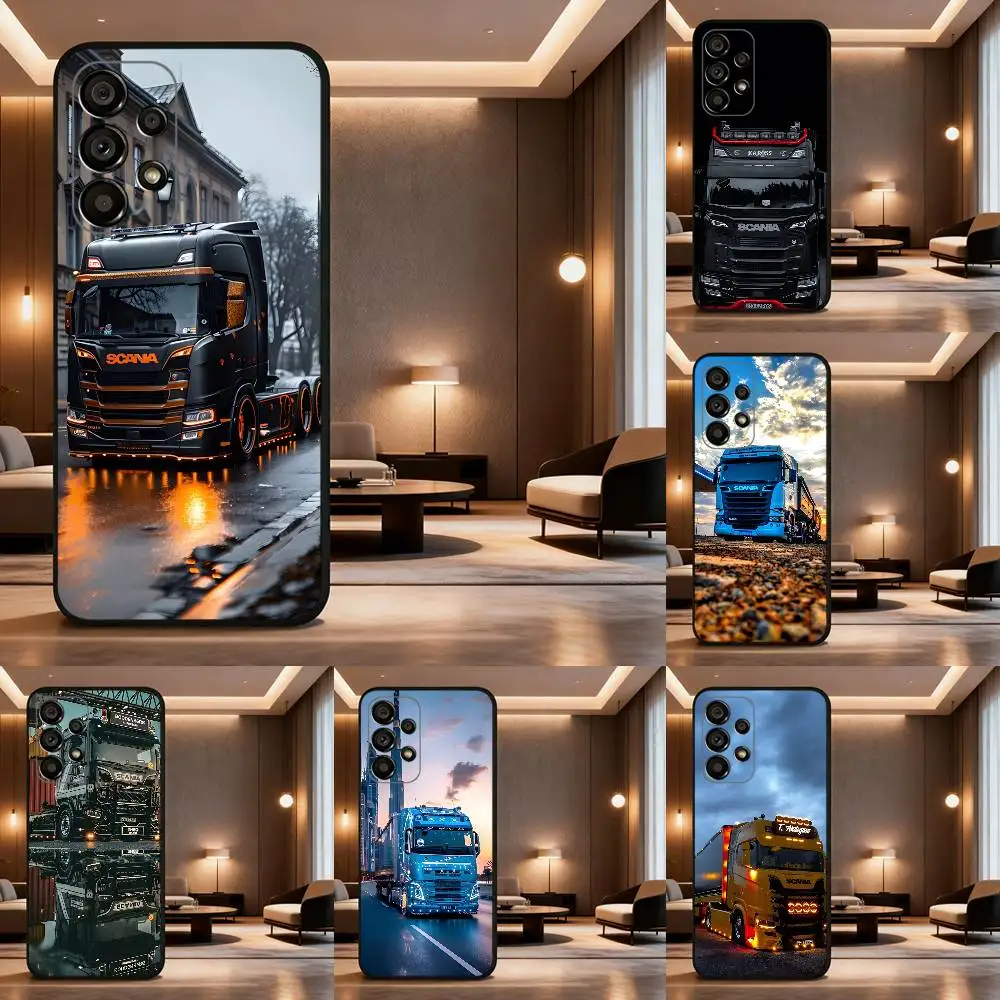 

S-SCANIA Trucks SA-AB For Samsung Galaxy A73,31,Note,72,41,8,9,52,J7,22,71,53,32,Soft Black Silicone Cover Case
