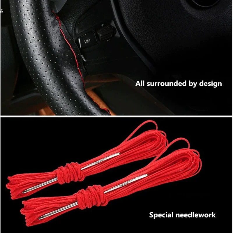 DIY Universal Soft Fiber Leather Steering Wheel Covers braid Car steering-wheel With Needles And Thread Interior Accessories