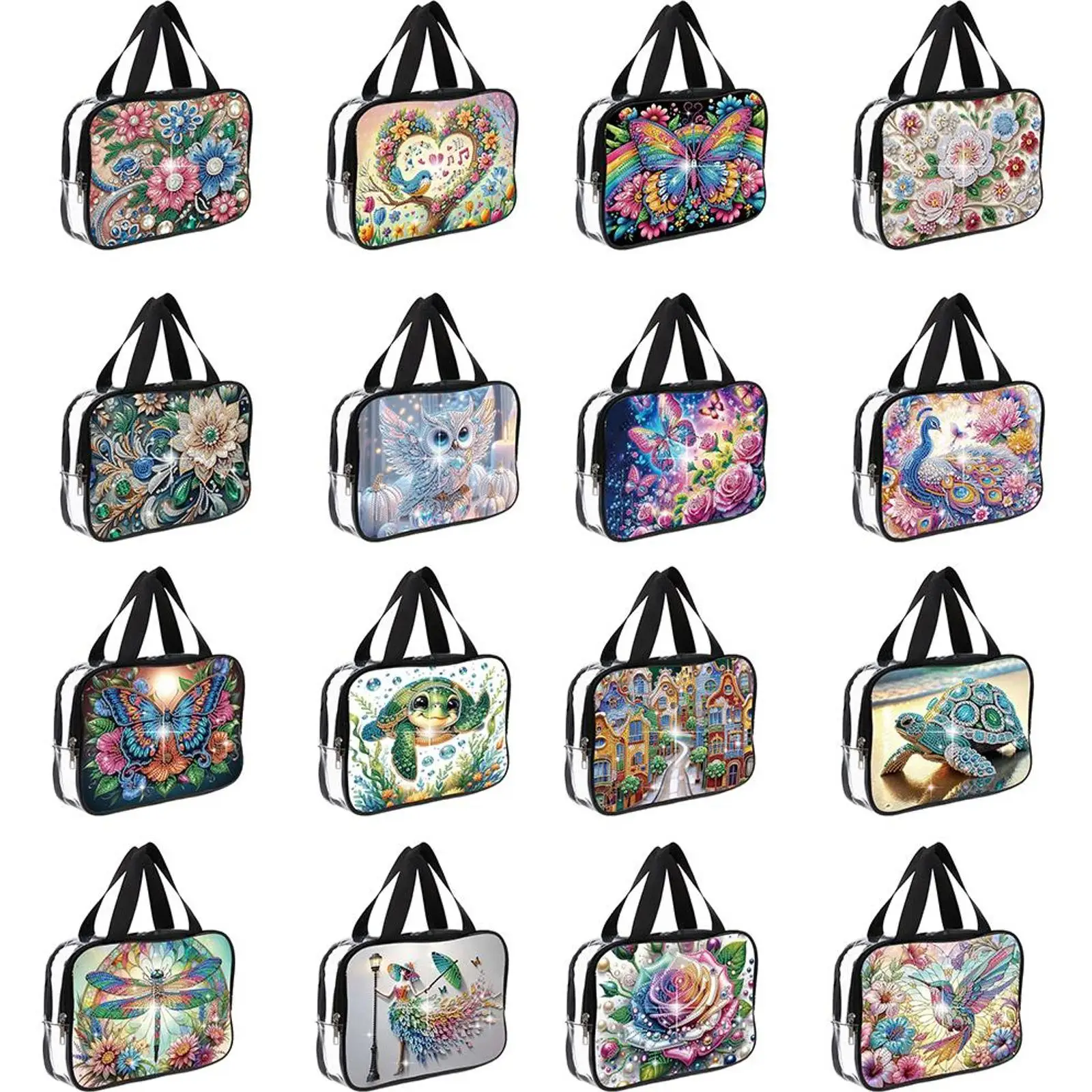 

DIY Diamond Art Bling Rhinestone Makeup Bag Transparent Creative Rhinestone Handbag 5D Diamond Painting PVC Pouch DIY Craft Gift