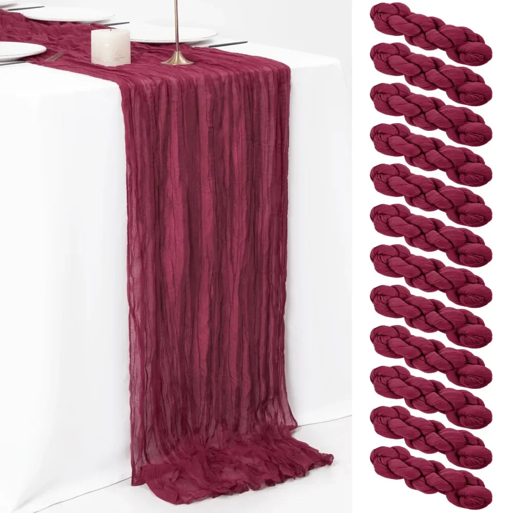 

Набор из 12 штук: 10-футовые скатерти-дорожки из марли (35 x 120 дюймов) в стиле бохо, винтажные, рустик, полупрозрачные, для свадеб