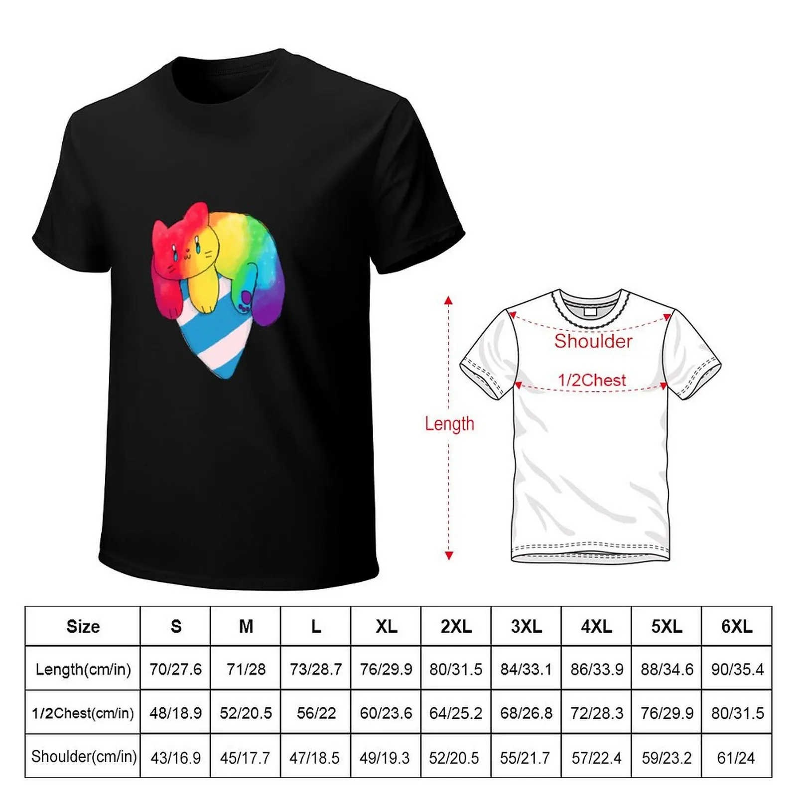 rainbow shave ice kitty T-Shirt Plus Size Summer Casual T-Shirt