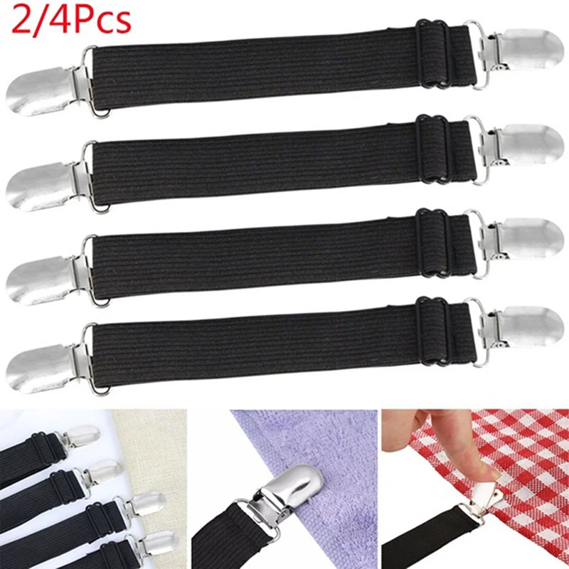 2Pcs Adjustable Bed Sheet Clips Elastic Sheets Slip-Resistant Belt Mattress Blanket Fixing Straps Textiles Organize Gadgets