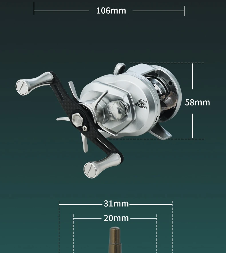 Lizard Fishing BOKI DC runde Baitcast-Rolle mit elektronischer Bremse, Micro-Casting, rostbeständig, Baitcast Angelrolle für Bäche – Detail 8