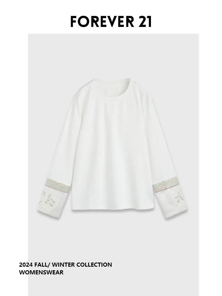 

Forever 2 Retro Chinese Design round Ne Sweatirt Ele National Sle Unique Small ence Commute Sle Long Sve