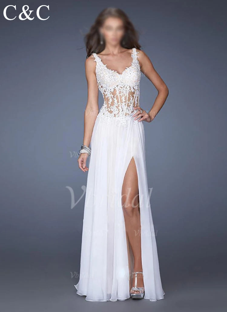 

C&C2025 Elegant Boho V-Neck Lace Chiffon Wedding Dress for Women A-Line Bride Gown Vestidos De Novia Custom
