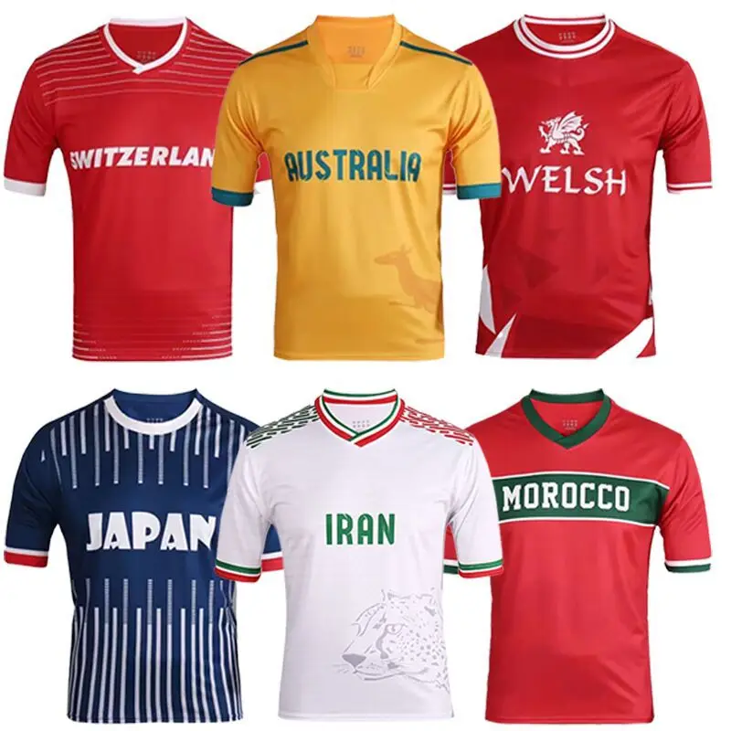 Football Jersey T Shirt Soccer Men Short Sleeve Flag Printed Fans Cheer Tshirt Summer Fashion Unisex Loose Sports Shirt Tee 2022