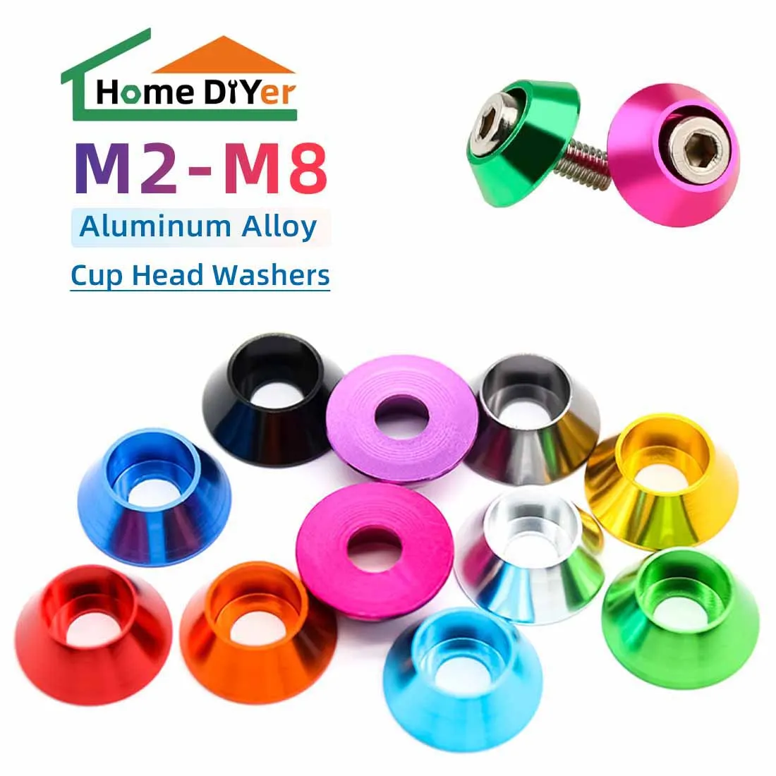 

10pcs Aluminum Cap Washer M2 M2.5 M3 M4 M5 M6 M8 Corlorful Aluminum Alloy Cap Head Gasket Washer For Rc Parts