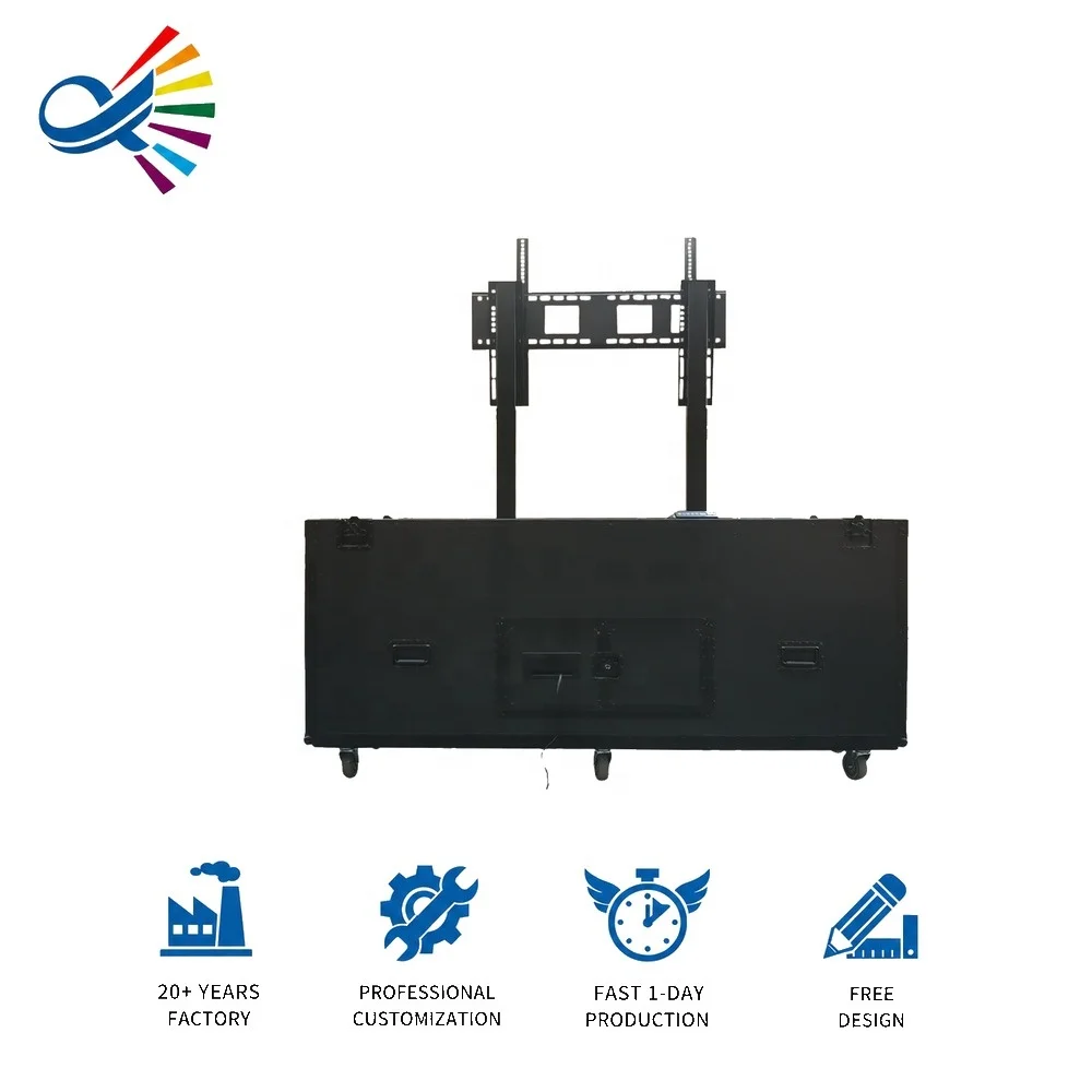 Factory Customized Motorised Lift Flight Case Electric Lift Flight Road Case For 55'' 65'' 86'' 75'' LCD LED TV Plasma Screen