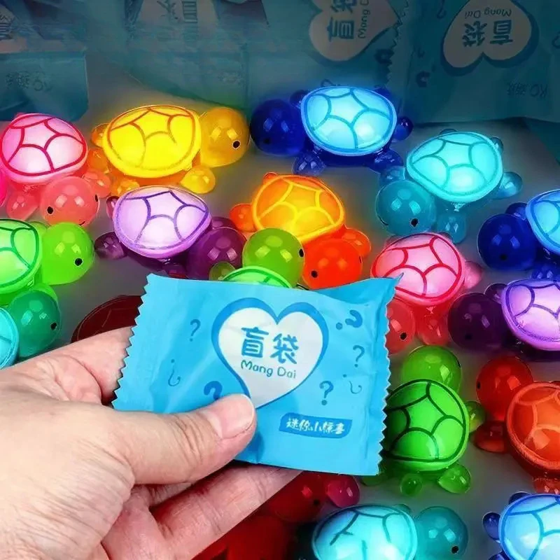 100-Pack Mini Glow in The Dark Ocean Turtle Figurines - Realistic Multicolor Resin Ornaments for Aquarium, DIY Crafts, Party Fav