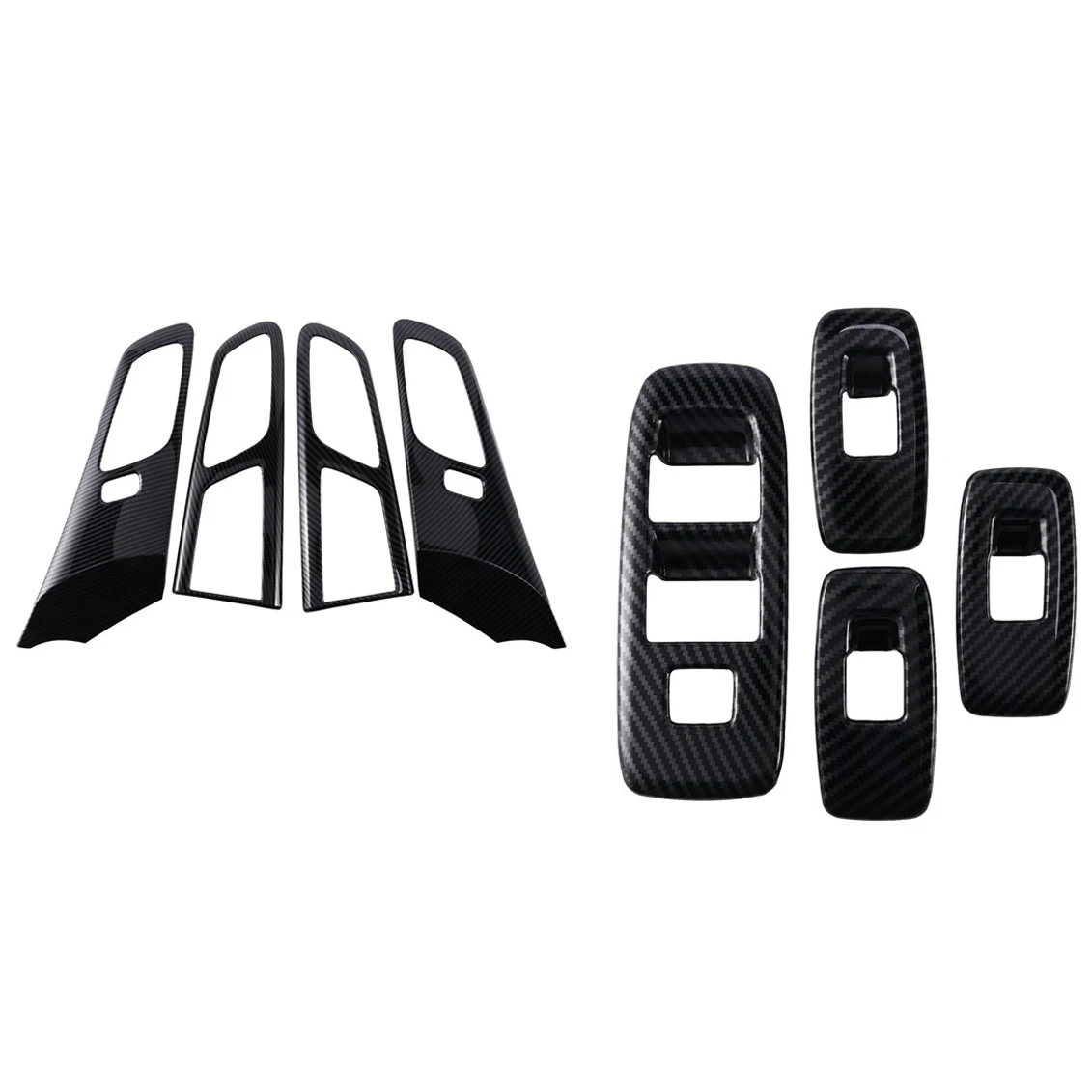 For Everest Endeavour 2015+ Inner Door Handle & Window Lift Switch Panel Cover Trim Accessories,Carbon Fiber