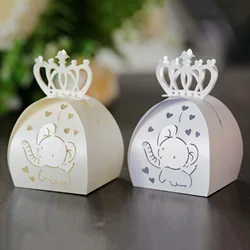 25/50Pcs Laser Elephants Candy Box Crown Love Chocolate Birthday Favor Gift Packaging Boxes Baby Shower Wedding Party Decoration