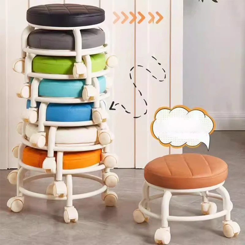Plastic Universal Wheel Stool Household Low Stool Pulley Stool Rotate Pulley Chair Stool Sitting Stool Household Furniture