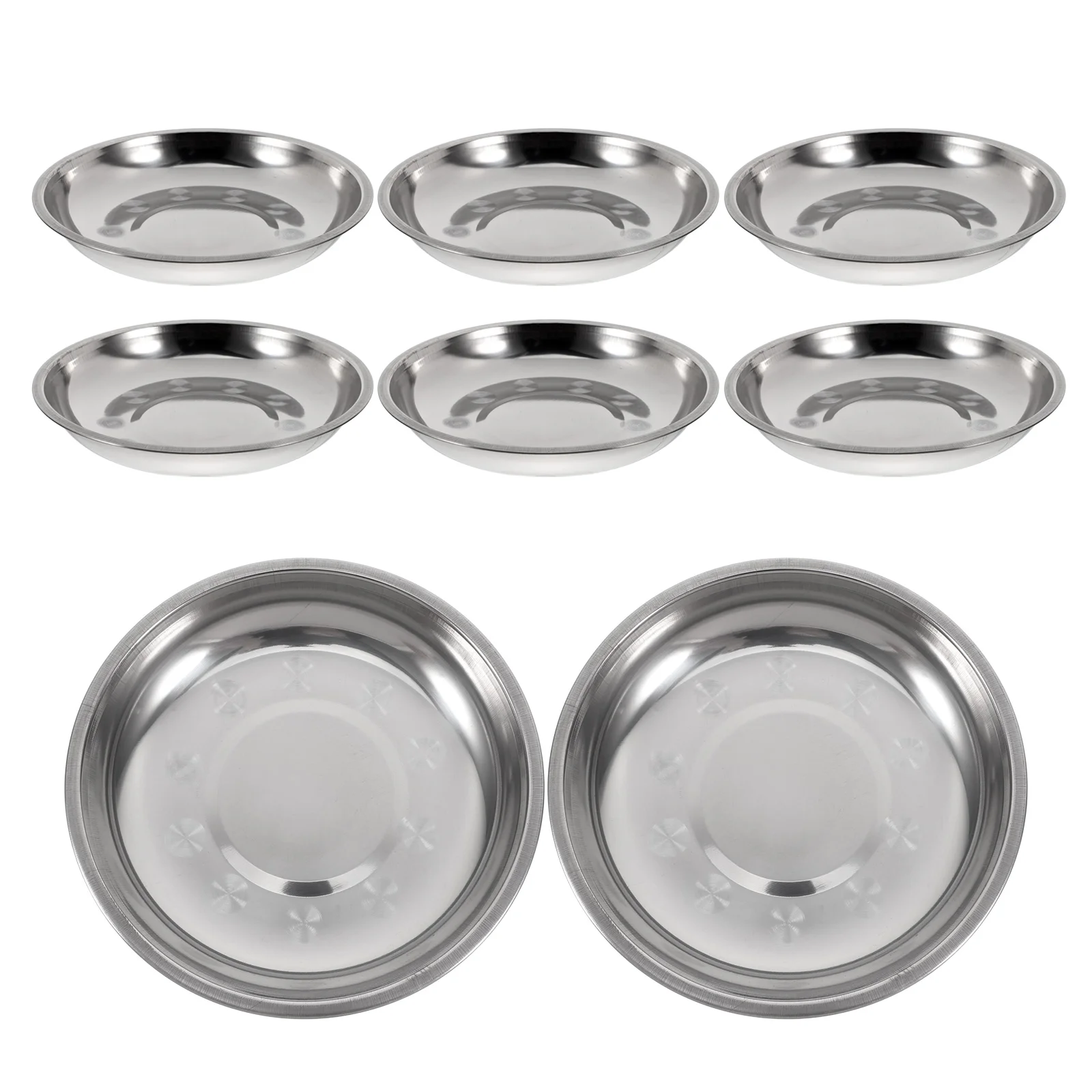 

6pcs BBQ Grill Tray Stainless Steel Circular Plate 18CM Small Dessert Trays Banquet Party Camping Picnic Food Storage