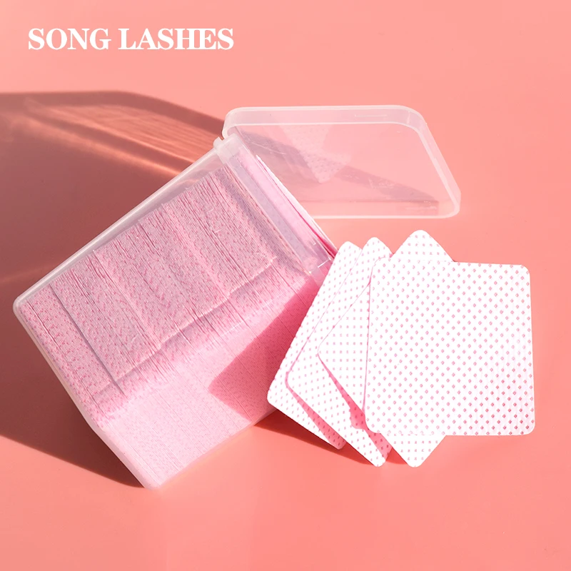 SongLash 200 stks Wimper Lijm Remover Katoenen Doekjes Nagel Verwijdering Doekjes Voorkomen Verstopping Niet-pluizende Papier Pads Wimper Makeup Tools