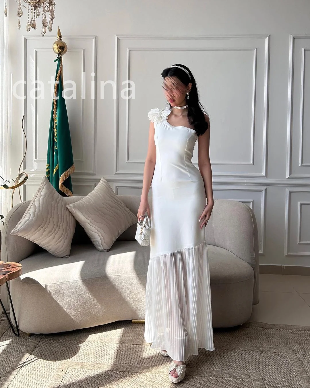 Cowl Neck Prom Dresses Saudi Arabia Evening Gowns Women One Shoulder Sleeveless Floor-Length Formal Occasion Gowns 2024