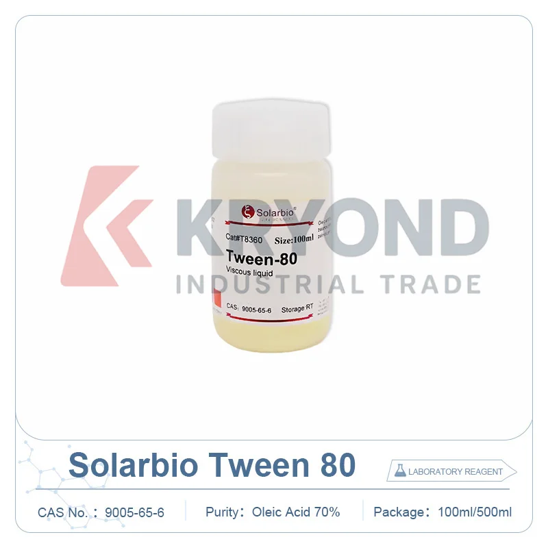 Solarbio T8360 Tween 80 CAS 9005-65-6 Surfactante Solução Bioquímica para Laboratório para Pesquisa, Testes e Emulsificação 100ml 500ml