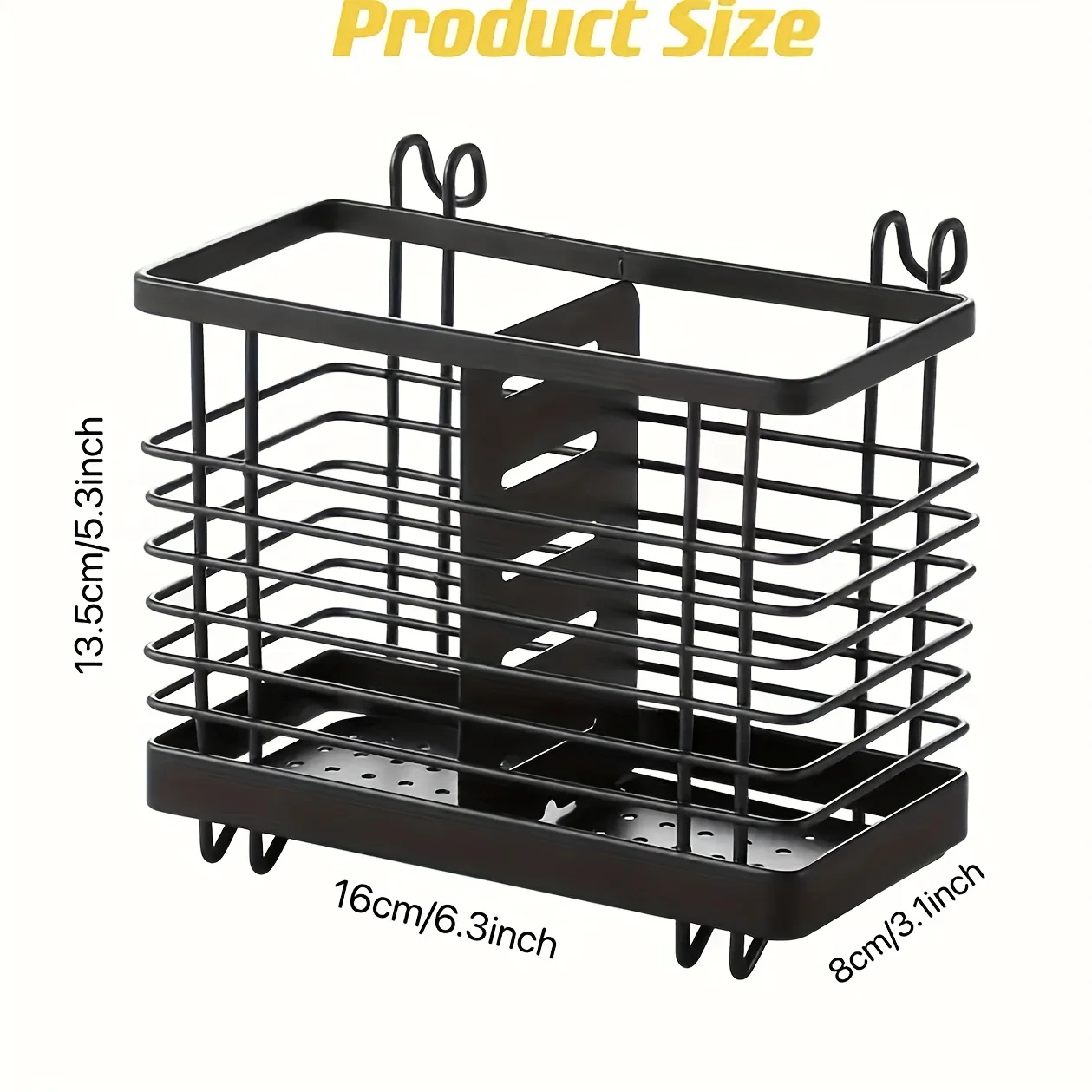 Clutter-Free Large Stainless Steel Kitchen Organizer - Spacious Cutlery & Utensil Holder With Drainage, Perfect For Countertop