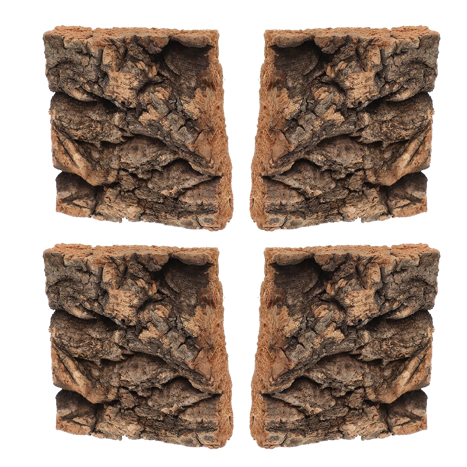 

4 Pcs Pet Landscape Decoration Reptile Tree Bark Aquarium Decorations Accessories Cork