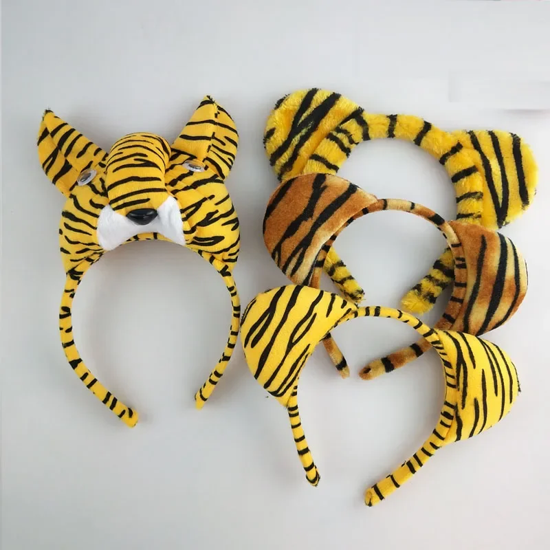 

Adults Kids Plush Cartoon Boy Men Tiger Ears Animal Ear Headband Birthday Party Cosplay Costume Christmas Halloween