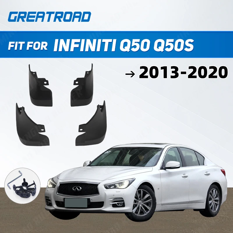 Molded Mud Flaps For Infiniti Q50 Q50S 2013 - 2020 Mudflap Splash Guards Mudguard Fender Front Rear 2014 2015 2016 2017 2018