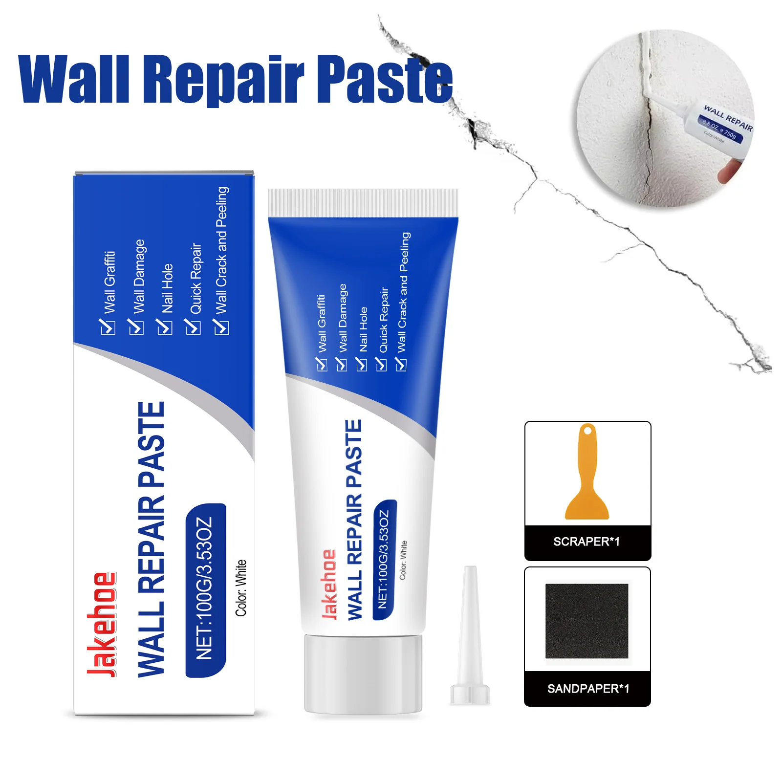 Drywall Repair Kit with Scraper Quick Drying Wall Crack Filler for Holes and Peeling Mold Resistant Home Restoration Tool