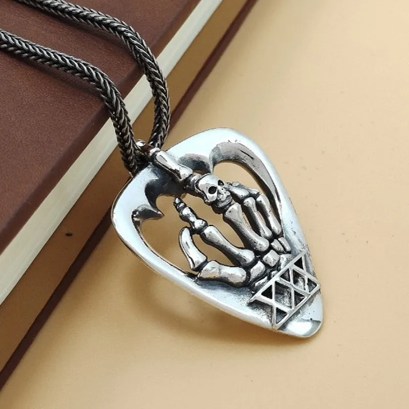 BOCAI S925 Silver Retro niche Hip-hop Skull Claw Pendant Men's Gift