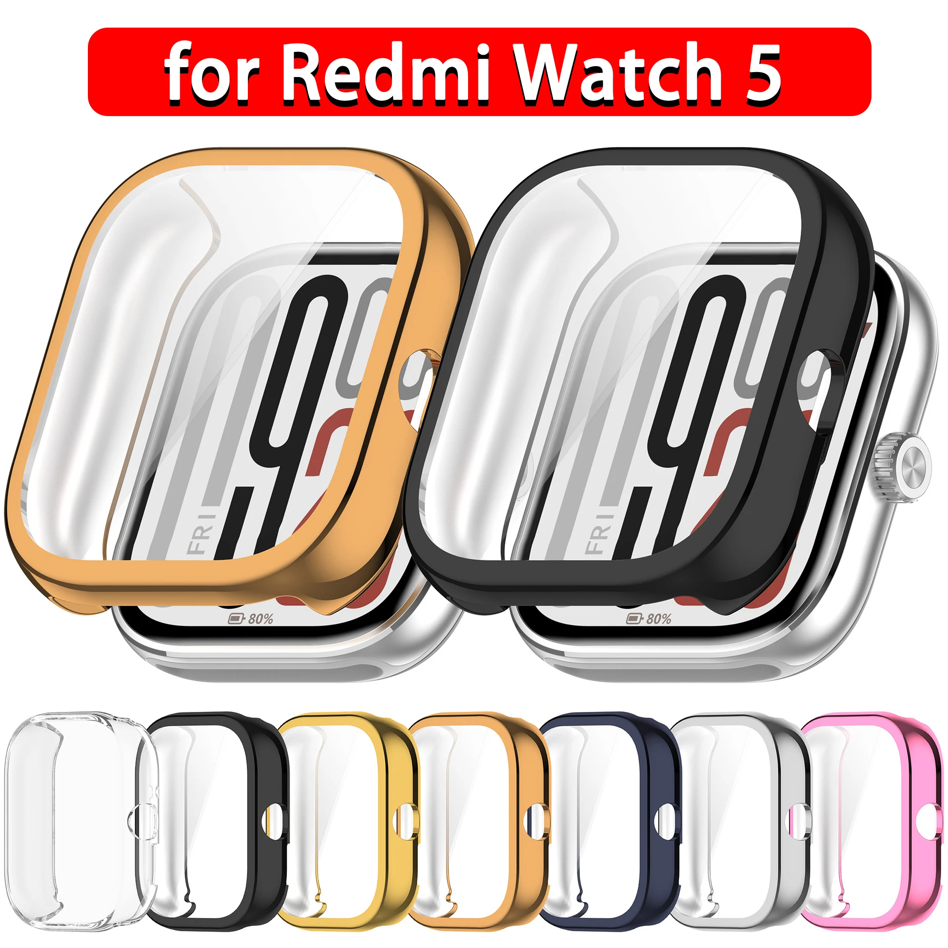 Étui en TPU pour Xiaomi Redmi Watch 5, accessoires, cadre de pare-chocs souple, coque de protection d'écran pour Redmi Watch 5, étuis de couverture
