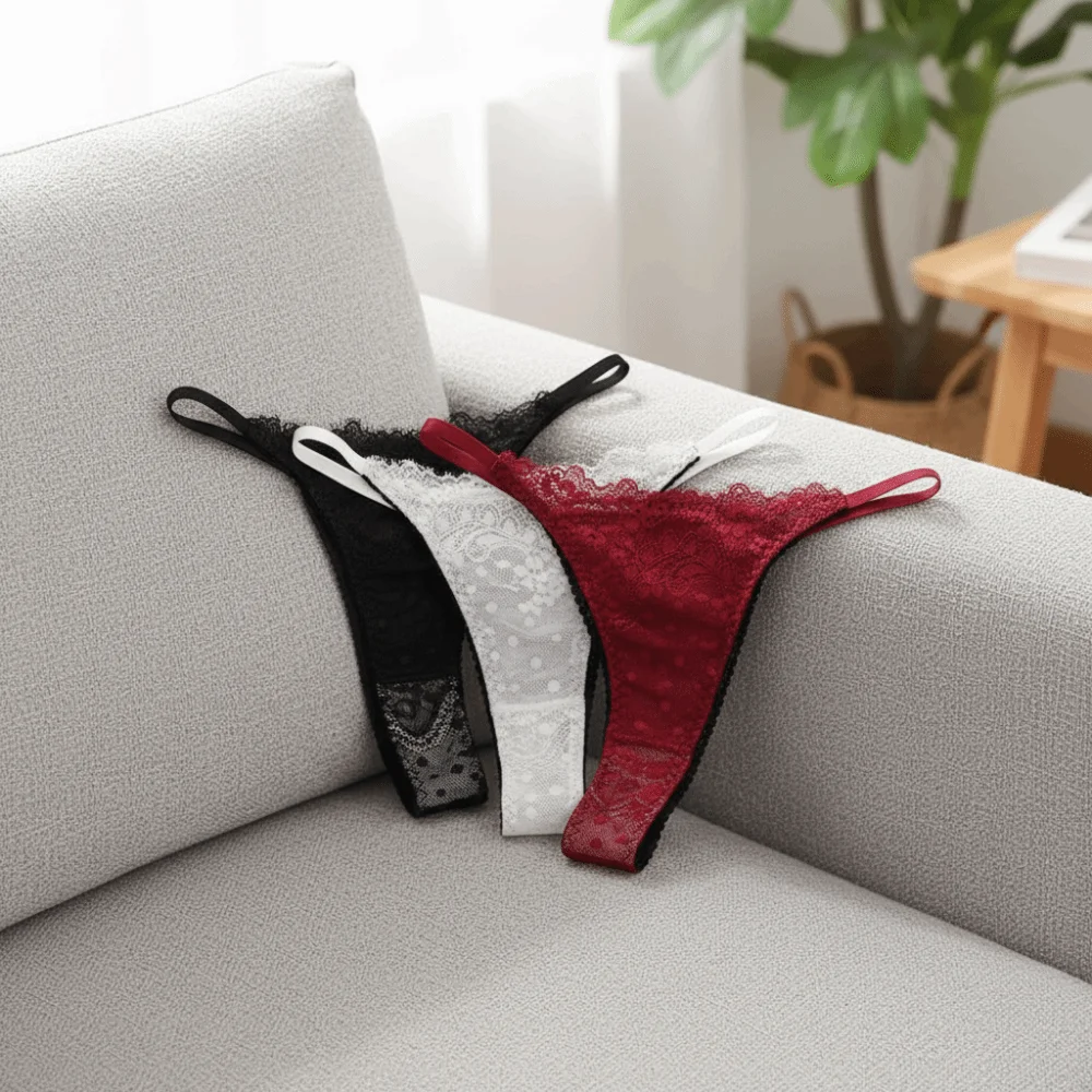 Modische Transparente Spitzen-Netz-String-Dünne Dessous Blumen-Slips Niedrige Taille Blumige Damenunterwäsche Geschenke – Detail 8