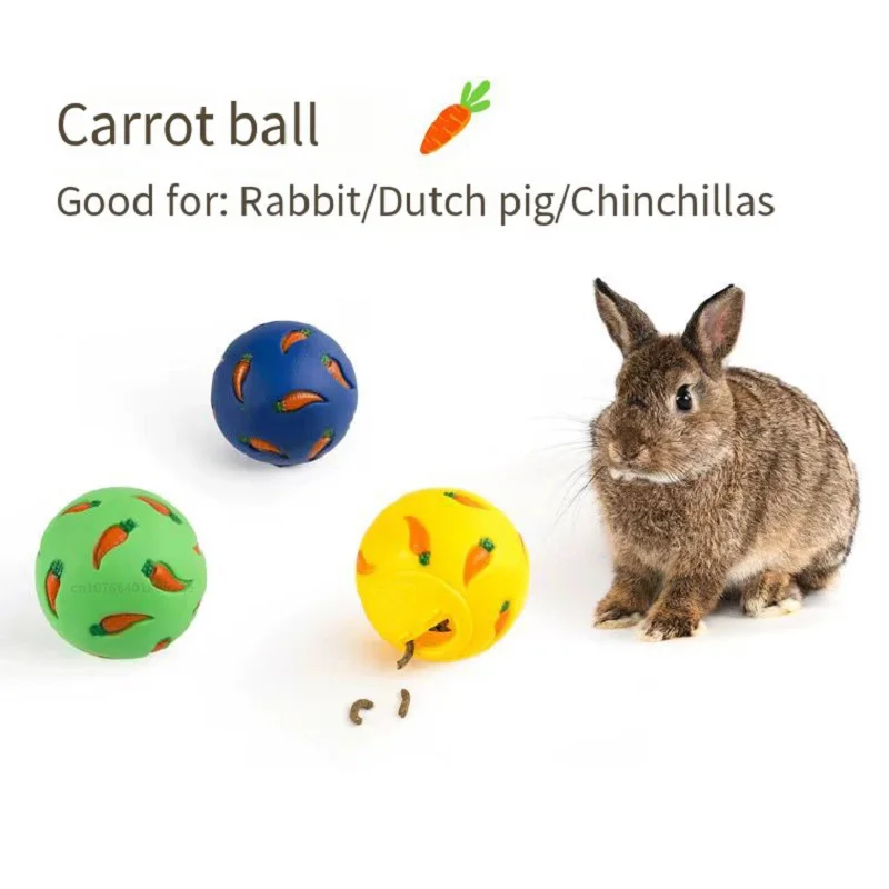 1Pcs Rabbit Treat Ball Pet Slow Feeder Interactive Bunny Toy Snack Toy Ball Bite Resistant Feeding Toys Ferret Kitty Hamster Toy