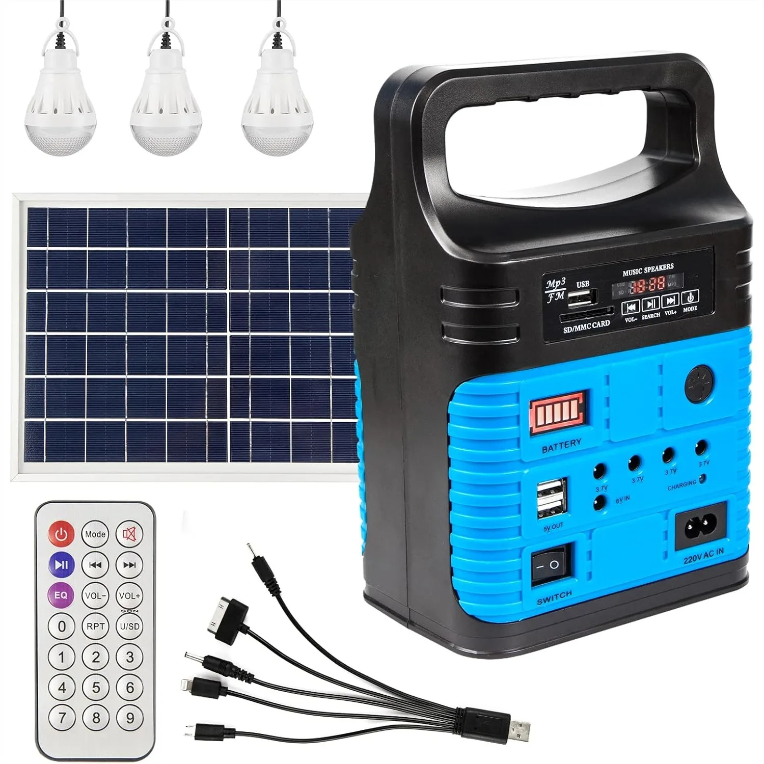 Portable Power Station Solar Generator with 10W Panel, 10000mAh LiFePO4 Battery, DC/USB Outlets, LED Flashlight for Camping Home