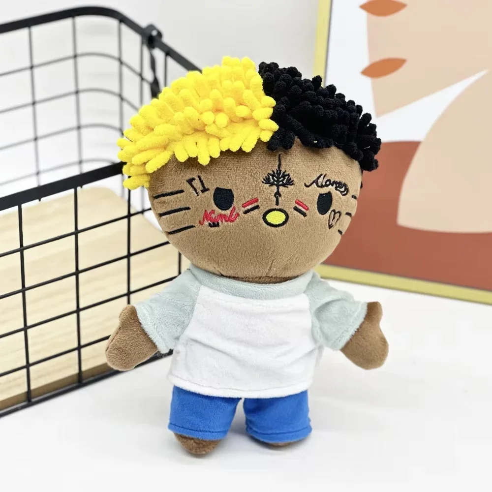 Hello Kitty xxxtentacion Yellow Black Hair Plush Doll Figure Stuffed Toys Cute Kids Boys Girls Christmas Gifts 24cm