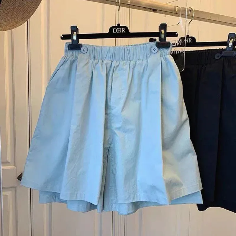 

Niche Double-button Double-layer Culottes Mid-pants Shorts Women's Trendy Spring Summer New Loose Casual