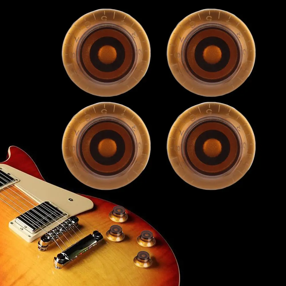 Brown with Gold Numbers Electric Guitar Speed Control Hat Shape Knob Tone Volume Knobs Bass Tuning Switch For Les Paul LP