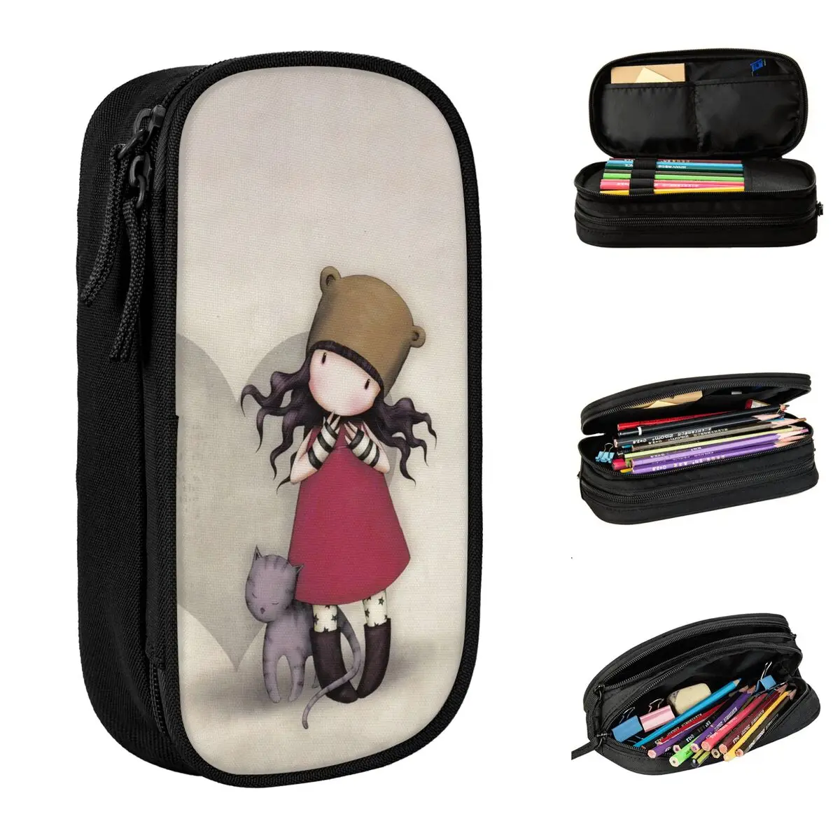 San Toroes Gorjuss Doll Pencil Case Art Cute Cartoon Pen Bags Girls Boys Big Capacity School Supplies Gifts Pencilcases