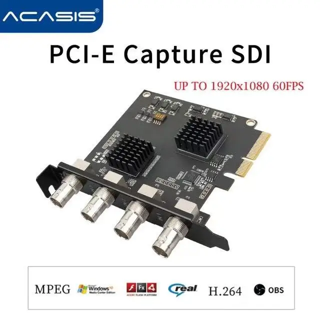 Acasis AC-4SDI 4-Channel PCIe Capture Card with 4 SDI Inputs 1080P 60Hz for Windows 10 Game & Live Streaming