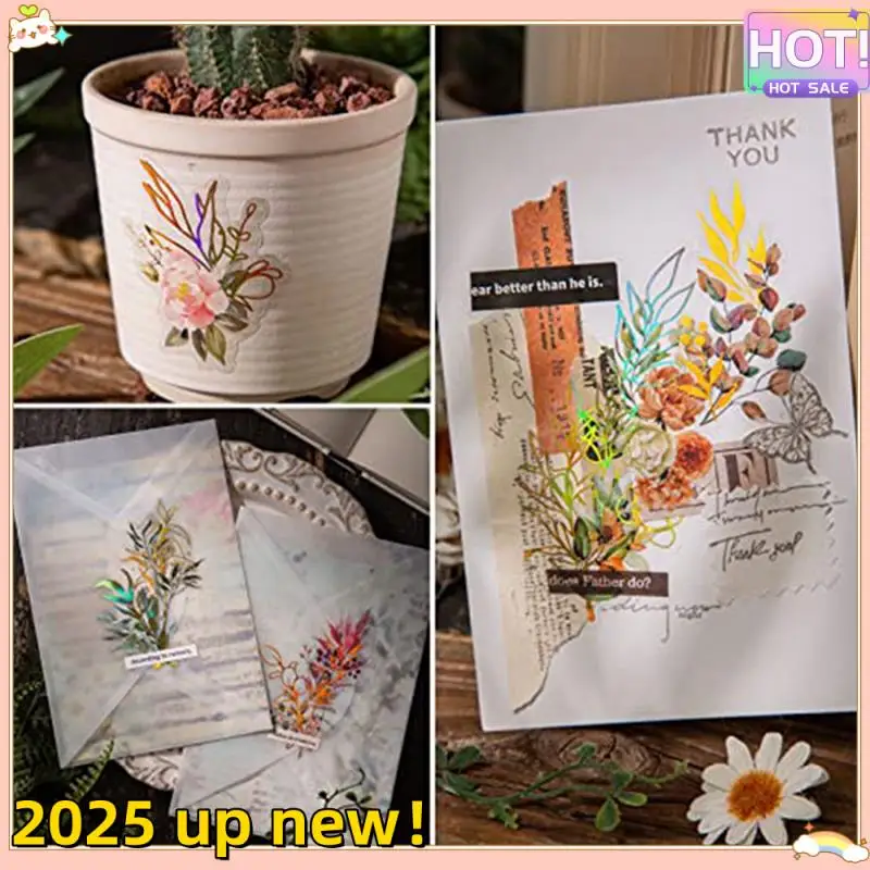 

Delicate Texture-240 PCS Holographic Flower Eucalyptus Scrapbooking Sticker With Clear Background