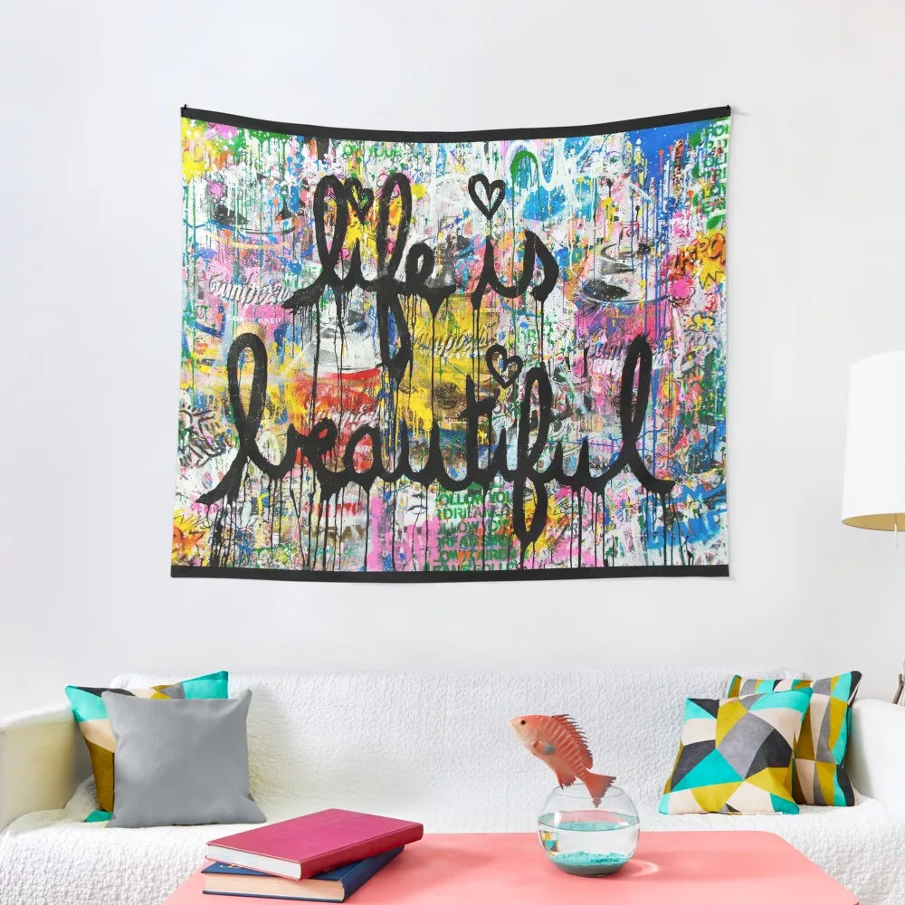 

Banksy Life Is Beautiful Tapestry Carpet Wall Decor Home Decoration Home Room Ornaments Tapestry