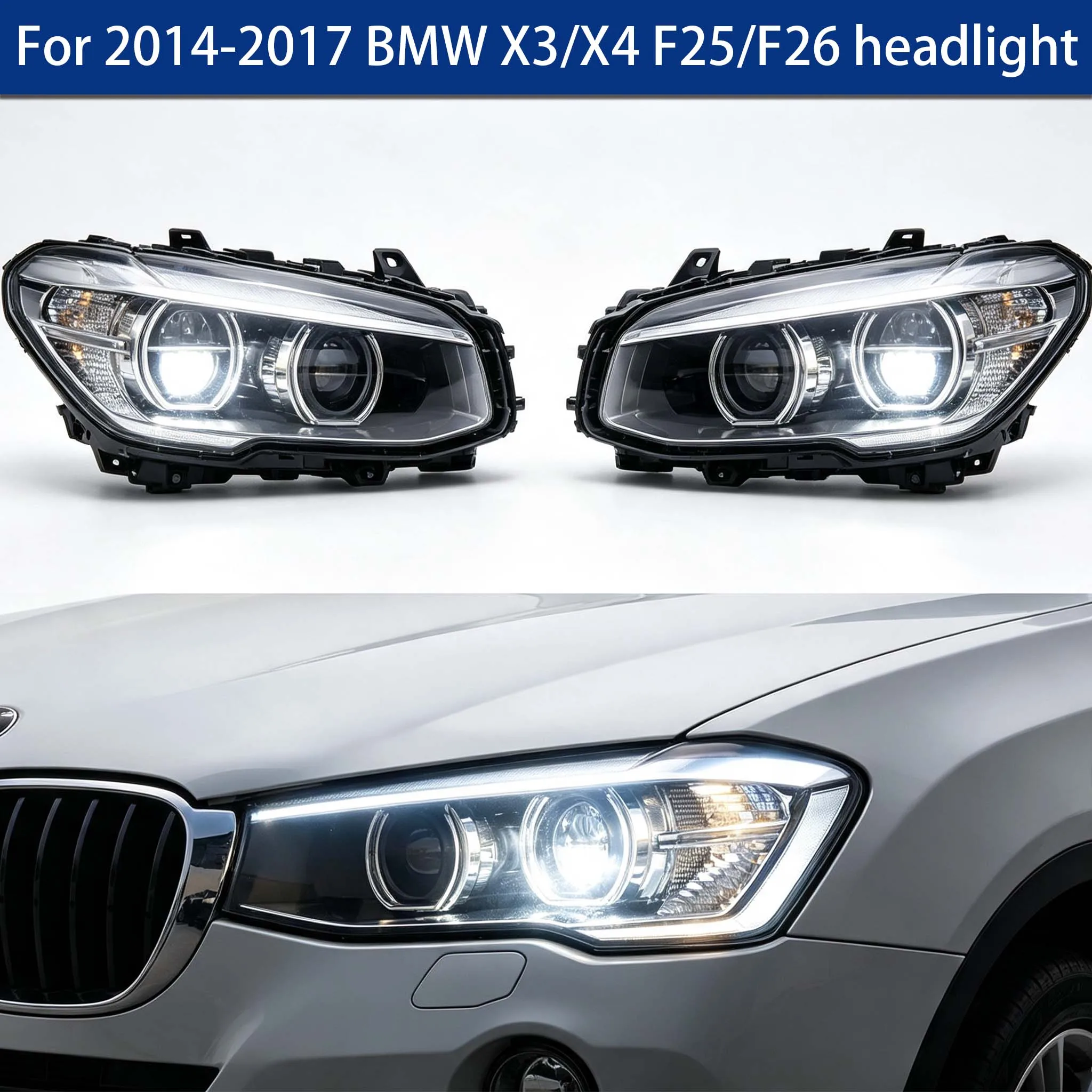For 2014-2017 BMW X3 X4 F25 F26 headlight left/right front headlight assembly, car front light cover replacement parts