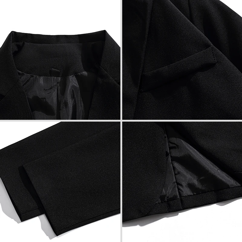 

New Chinese Sle Men's Suit Jaet with Button Design Spring Trendy Design Loose Fit Long Sve Pure Color Outerwear