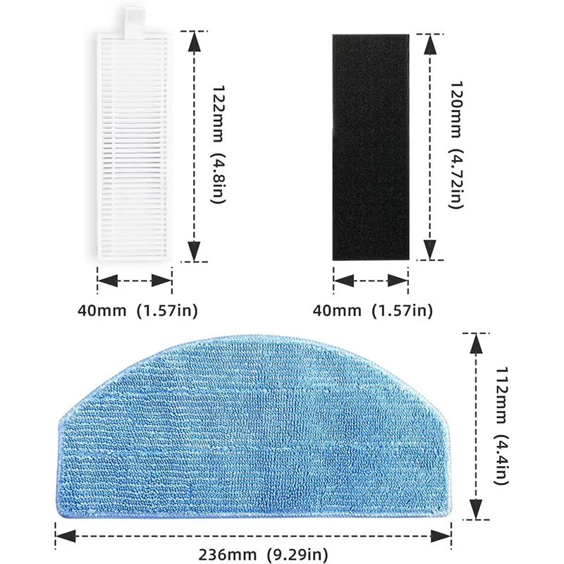 Substituição AT17 compatível com robô aspirador de pó Honiture G20, G20 Pro, escova principal, escovas laterais